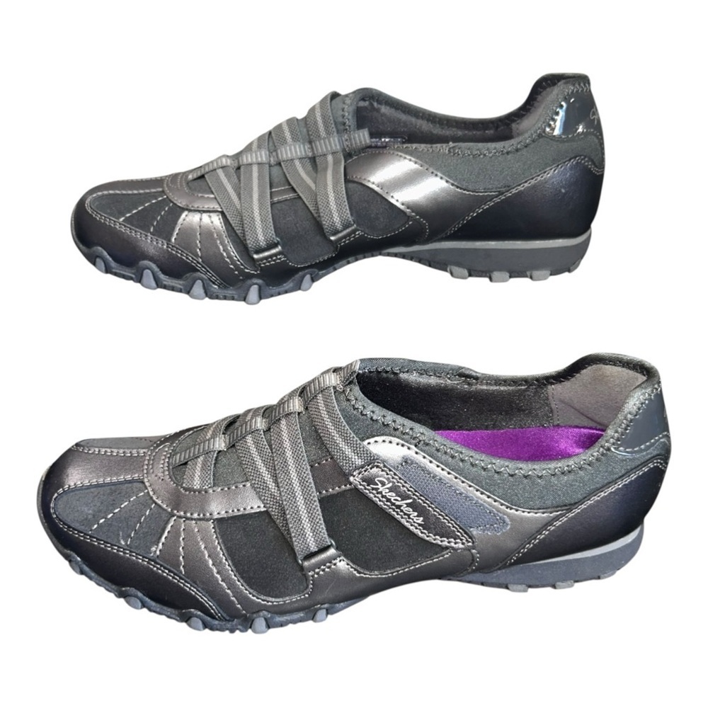 Skechers Leather  Bikers Rock Steady Shoes Women’s Size 10 Gunmetal NEW